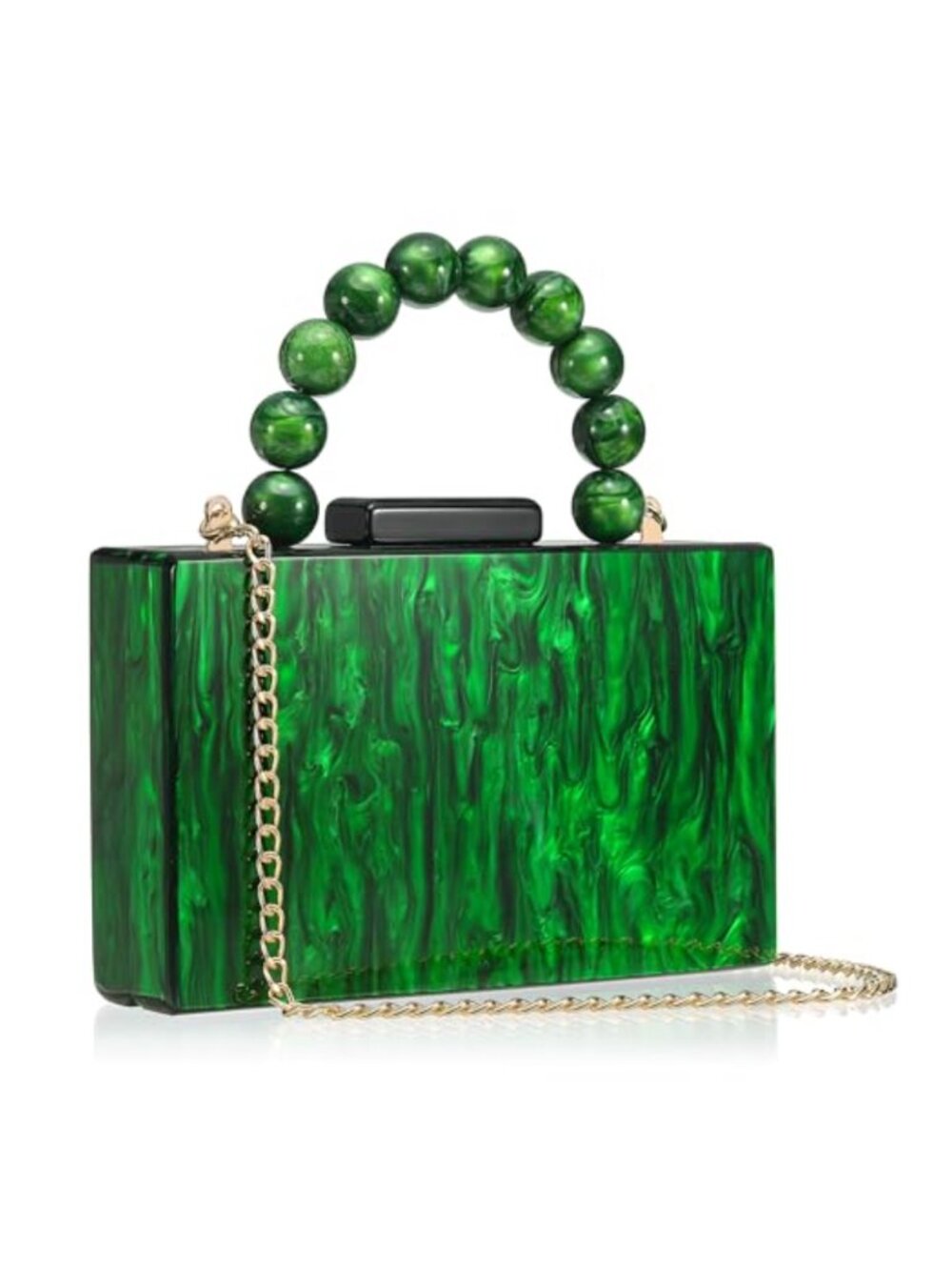 Acrylic Evening Clutch Bag with Pearl Chain Crossbody Handbag for Women
